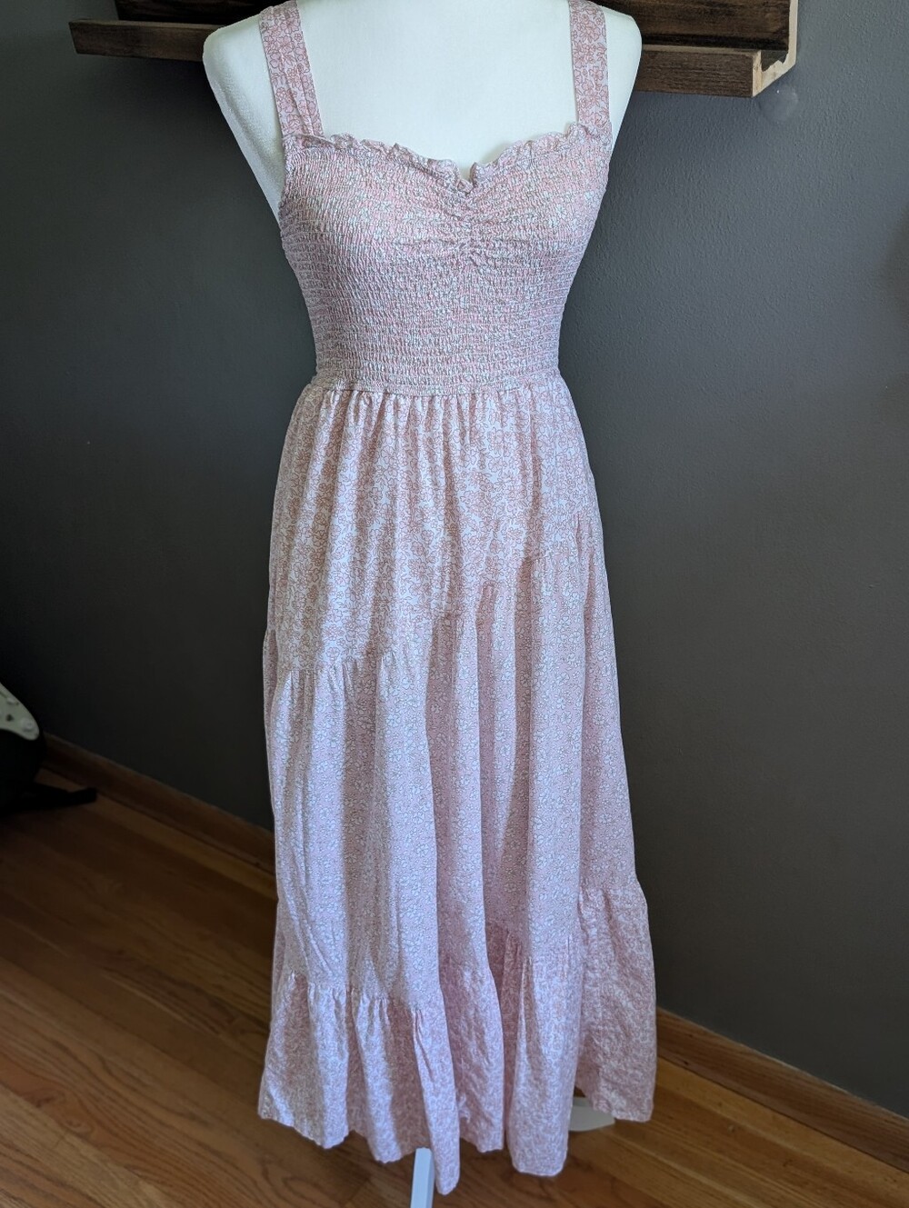 Cottagecore Coquette Summer Fairycore Floral Smocked Maxi Dress Cotton XL